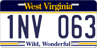 WV license plate 1NV063