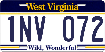 WV license plate 1NV072