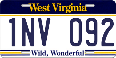 WV license plate 1NV092