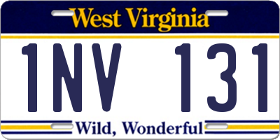 WV license plate 1NV131