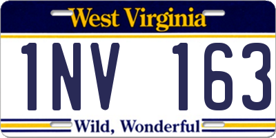 WV license plate 1NV163