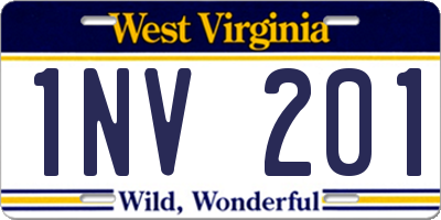 WV license plate 1NV201