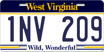 WV license plate 1NV209