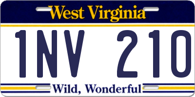 WV license plate 1NV210