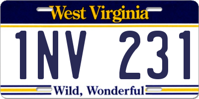 WV license plate 1NV231