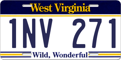 WV license plate 1NV271