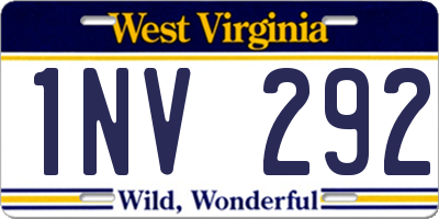 WV license plate 1NV292