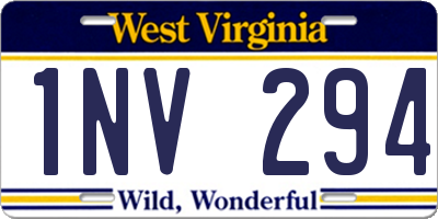 WV license plate 1NV294