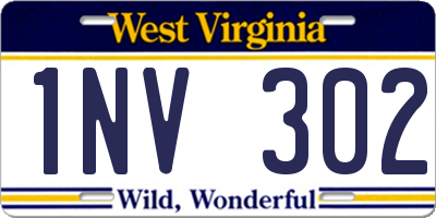 WV license plate 1NV302