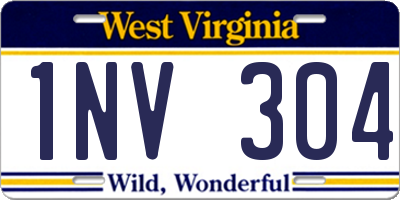 WV license plate 1NV304