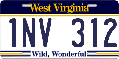 WV license plate 1NV312