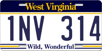 WV license plate 1NV314
