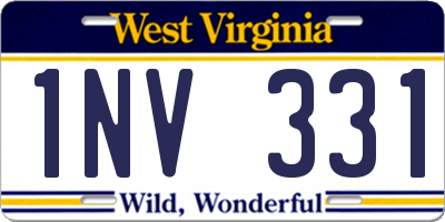 WV license plate 1NV331