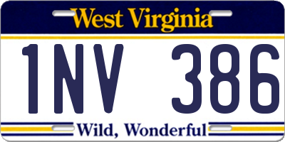 WV license plate 1NV386