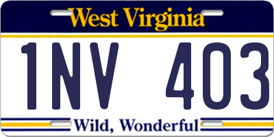 WV license plate 1NV403