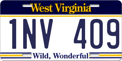 WV license plate 1NV409