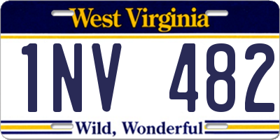 WV license plate 1NV482