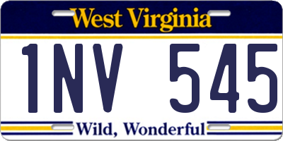WV license plate 1NV545