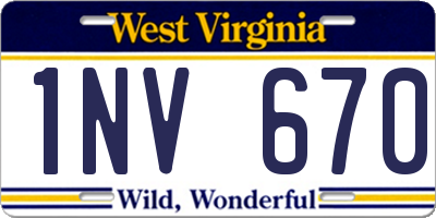 WV license plate 1NV670