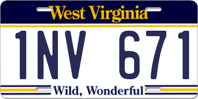 WV license plate 1NV671