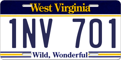 WV license plate 1NV701