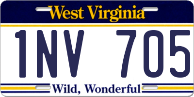 WV license plate 1NV705