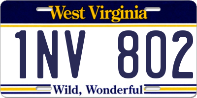 WV license plate 1NV802