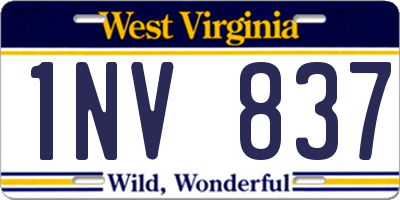WV license plate 1NV837