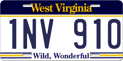 WV license plate 1NV910