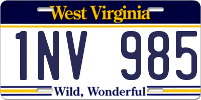 WV license plate 1NV985
