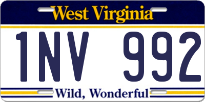 WV license plate 1NV992