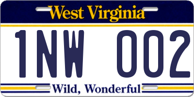 WV license plate 1NW002