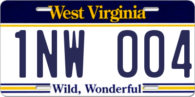 WV license plate 1NW004