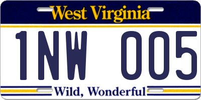 WV license plate 1NW005