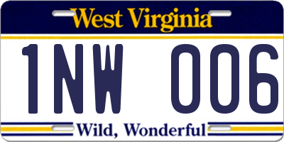 WV license plate 1NW006