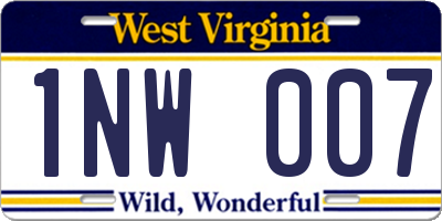 WV license plate 1NW007
