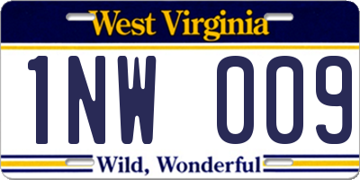 WV license plate 1NW009