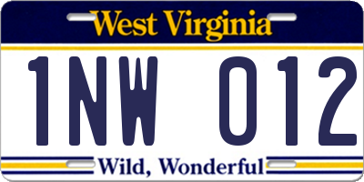 WV license plate 1NW012