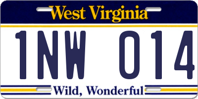 WV license plate 1NW014