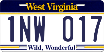 WV license plate 1NW017