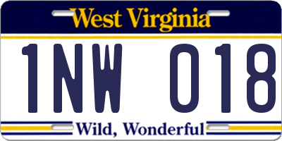 WV license plate 1NW018