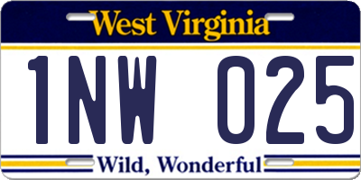 WV license plate 1NW025