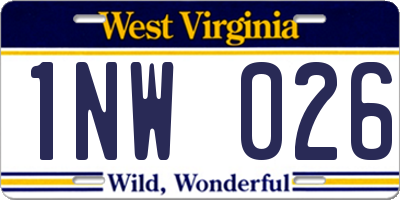 WV license plate 1NW026