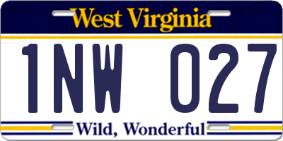 WV license plate 1NW027