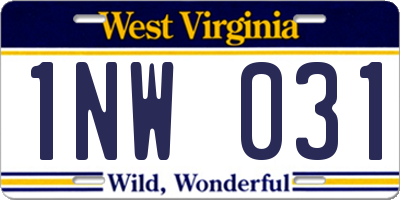 WV license plate 1NW031