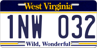 WV license plate 1NW032
