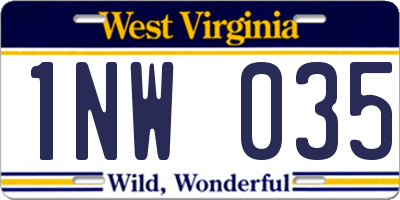WV license plate 1NW035