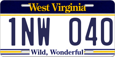 WV license plate 1NW040