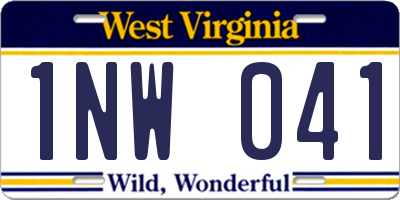 WV license plate 1NW041