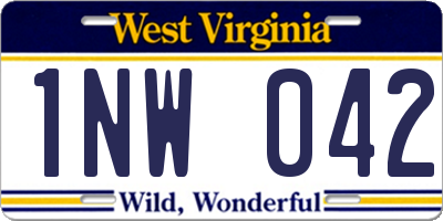 WV license plate 1NW042